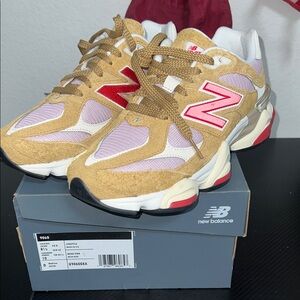 New Balance 9060 Sneakers in Tan and Pink